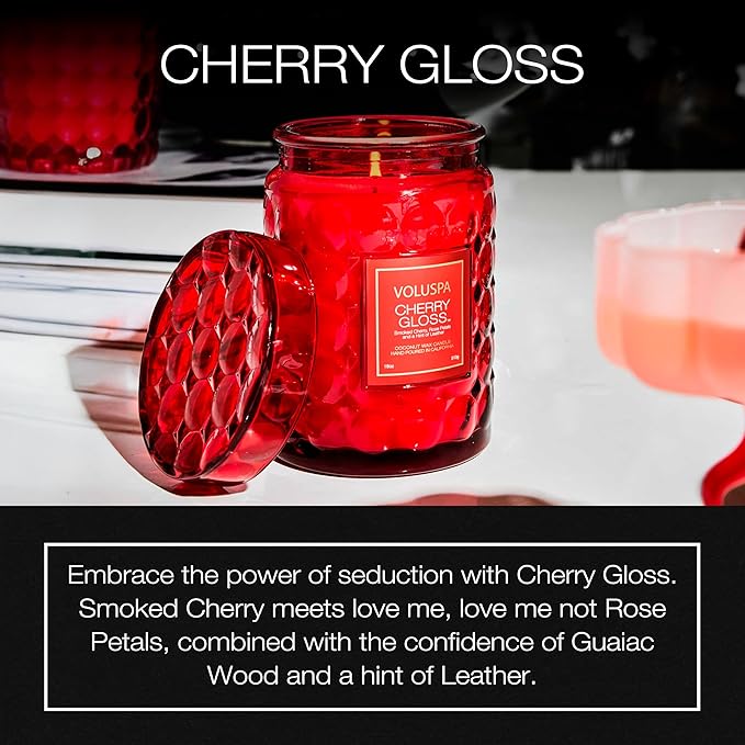 VOLUSPA Cherry Gloss 18 oz Scented Coconut Wax Candle for Home Fragrance