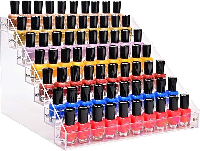 Kingtaily 7 Tiers Layers Organizer Rack Stand Holder Large Capacity Acrylic Clear for Nails Polish Essential Oil Lipstick and Sunglasses