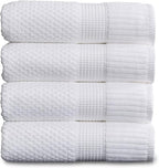NY Loft 100% Cotton Bath Towel Set of 4 | White Towels | Oeko-TEX® Standard 100 | Soft & Absorbent, Quick-Dry Bath Towels | 30" x 52" | | Trinity Collection - White