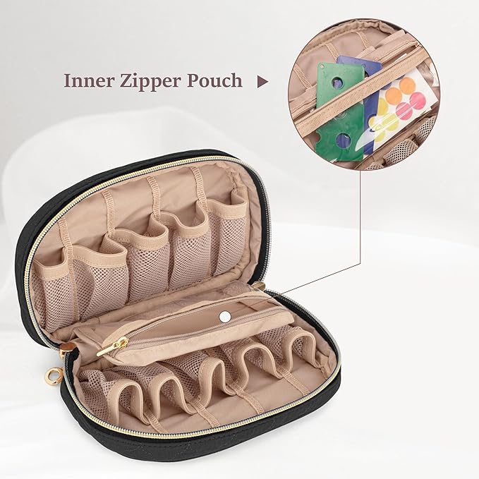 LUXJA Essential Oil Organizer -Holds 10 Bottles (5ml-15ml, Also Fits Roller Bottles), Travel Case for Essential Oils with Zipper Pockets (Bag Only), Black