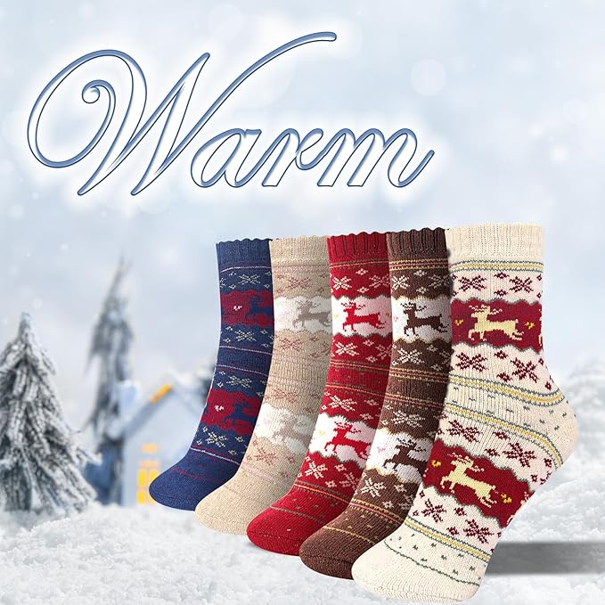 SISOSOCK 5 Pairs Fuzzy Soft Cozy Fluffy Socks for Women, Casual Thick Plush Comfy Sleep Socks, Warm Winter Gifts for Women