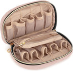 LUXJA Essential Oil Organizer -Holds 10 Bottles (5ml-15ml, Also Fits Roller Bottles), Travel Case for Essential Oils with Zipper Pockets (Bag Only),Pale Rose