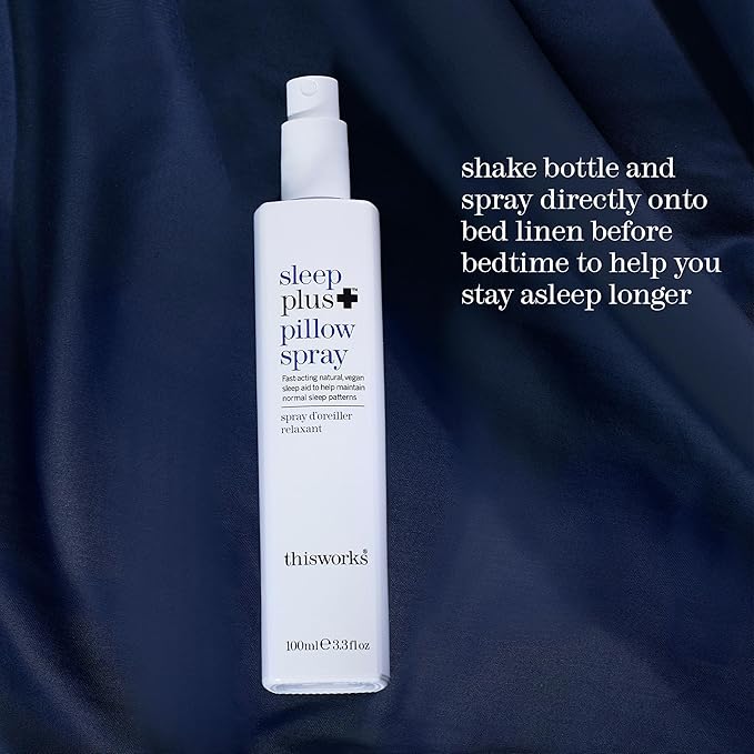THISWORKS sleep plus pillow spray Fast-Acting Natural Rest with with Essential Oils of Lavender, Vetivert and Camomile, 100ml, 3.3 fl oz
