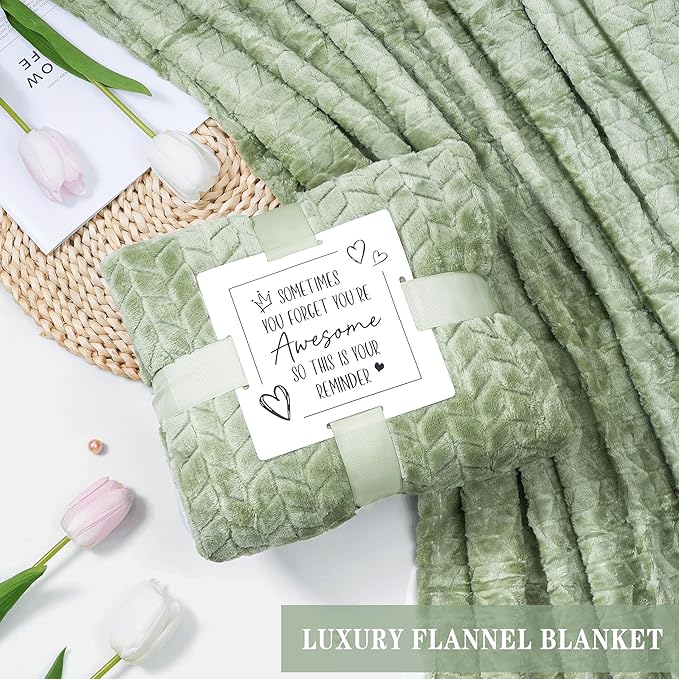 Birthday Gifts for Women Self Care Get Well Soon Gifts, Vanilla Relaxing Spa Gift Basket - Happy Birthday Set w/ Luxury Flannel Blanket & 40 oz Tumbler, Unique Christmas Gift for Mom Her Wife Sister