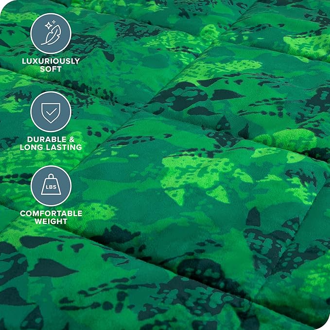 Bare Home Weighted Blanket Twin or Full Size 7lb (40" x 60") - Minky Fleece - Premium Heavy Blanket Nontoxic Glass Beads (Dinosaur, 40"x60")