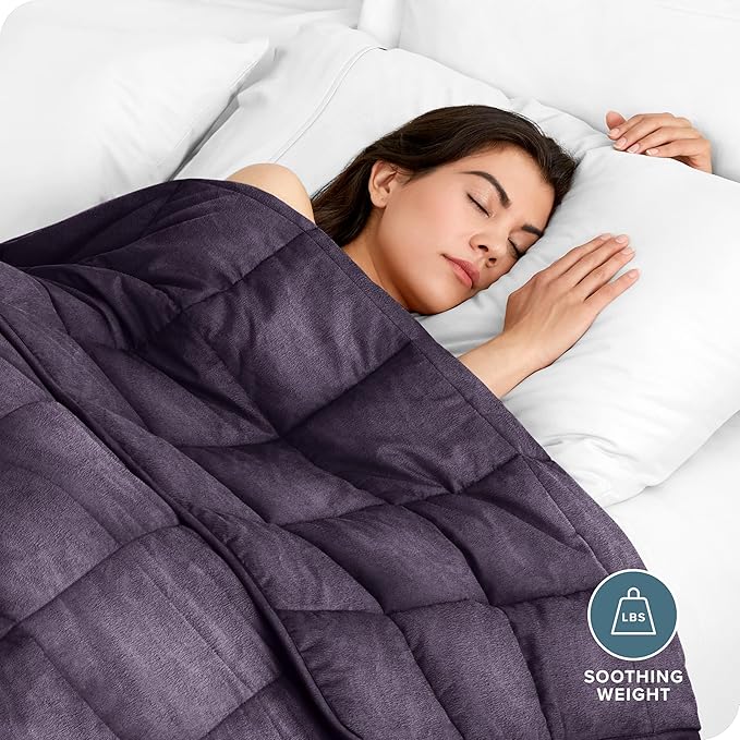 Bare Home Weighted Blanket Queen Size 17lb (60" x 80") for Adults - Minky Fleece - Premium Heavy Blanket Nontoxic Glass Beads (Eggplant, 60"x80")