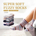 SISOSOCK 5 Pairs Fuzzy Soft Cozy Fluffy Socks for Women, Casual Thick Plush Comfy Sleep Socks, Warm Winter Gifts for Women