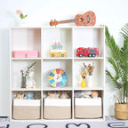 MINTWOOD Design Storage Basket for Shelves, Decorative Baskets for Organizing, Book Basket, Storage Cube Bin Box, Woven Closet Organizer, Pantry Closet and Shoe Basket, Light Brown