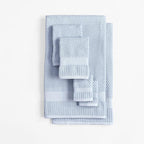 NY Loft 100% Cotton Towel Set 6 Piece | Super Soft & Absorbent Quick-Dry 2 Bath Towels 2 Hand Towels & 2 Washcloths |Textured and Durable Cotton | Trinity Collection (6 Piece Set, Chambray Blue)